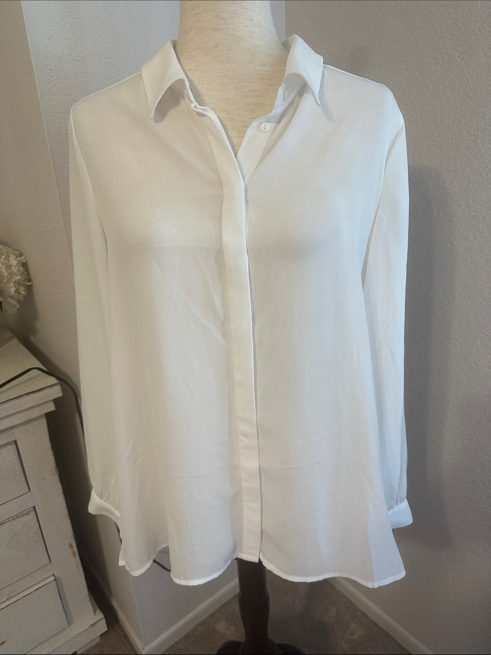 NWT- Adrianna Papell Pleated Back Button-up Blouse (L)